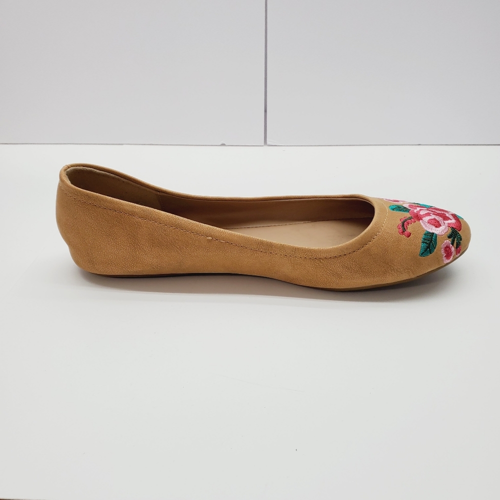 Pioneer Woman Embroidered Tan Ballet Flat Shoes Size 8 - Picture 5 of 11